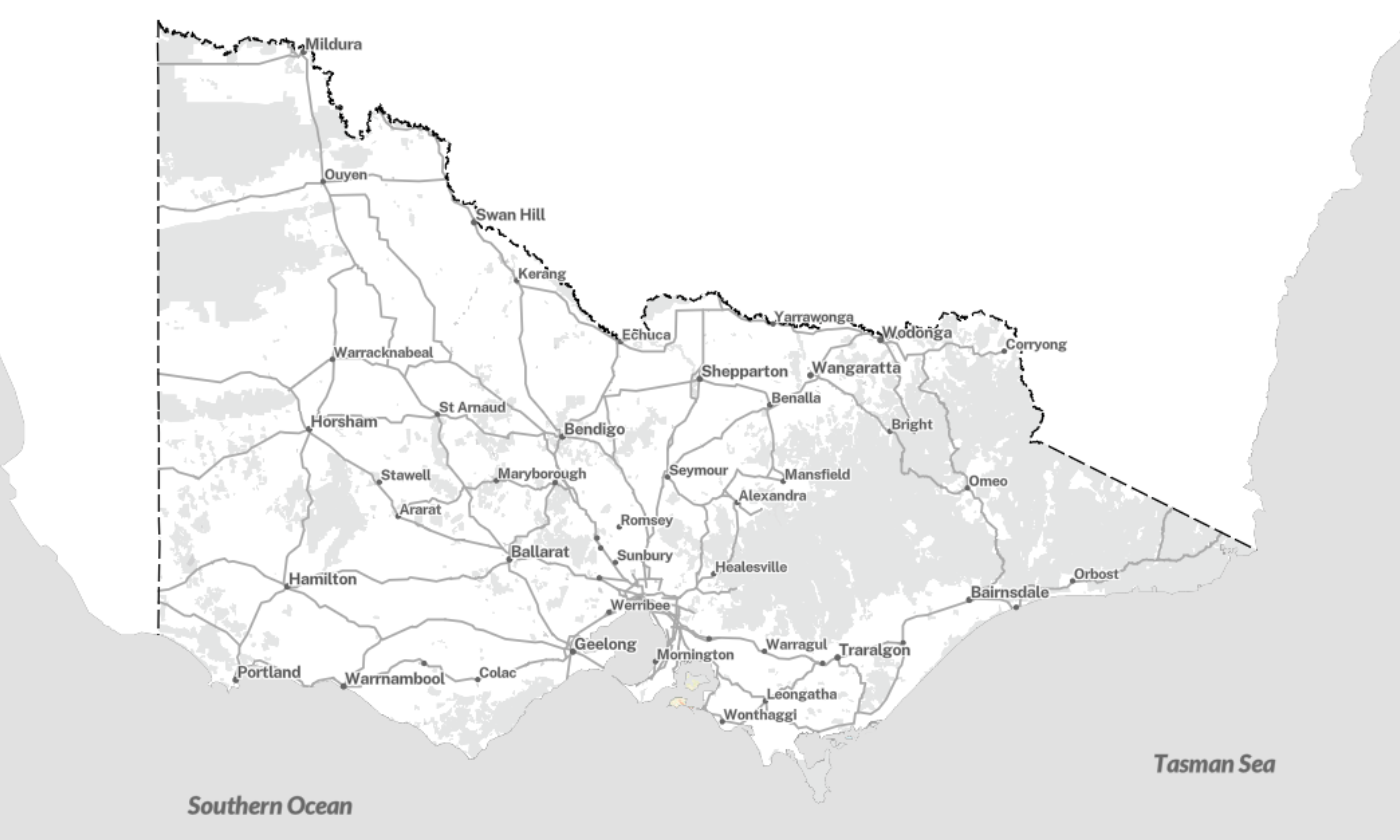 Sample map of Victoria featuring the greyscale theme.