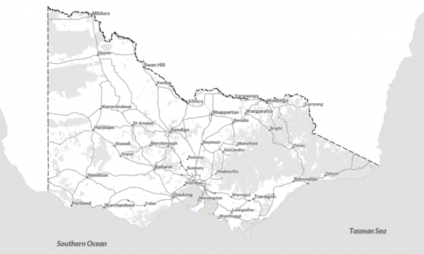 Sample map of Victoria featuring the greyscale theme.