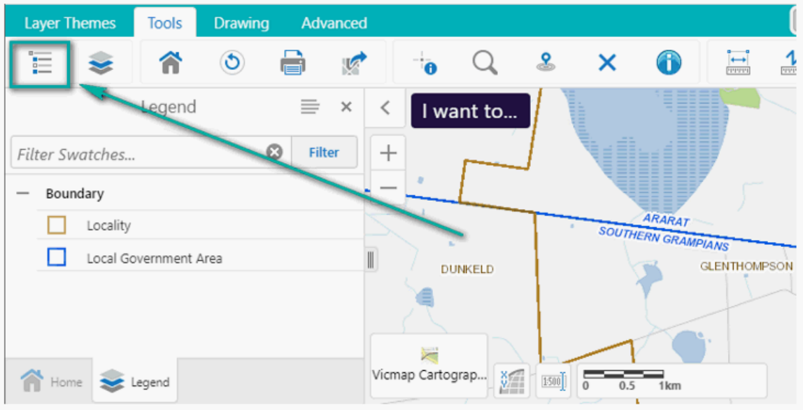 screen capture of Mapshare legend tab