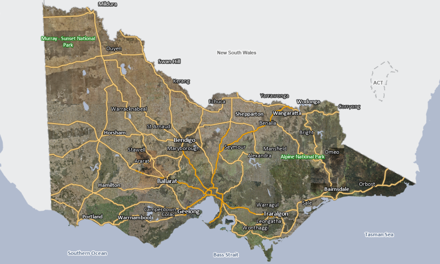 Sample map of Victoria featuring the overlay theme.